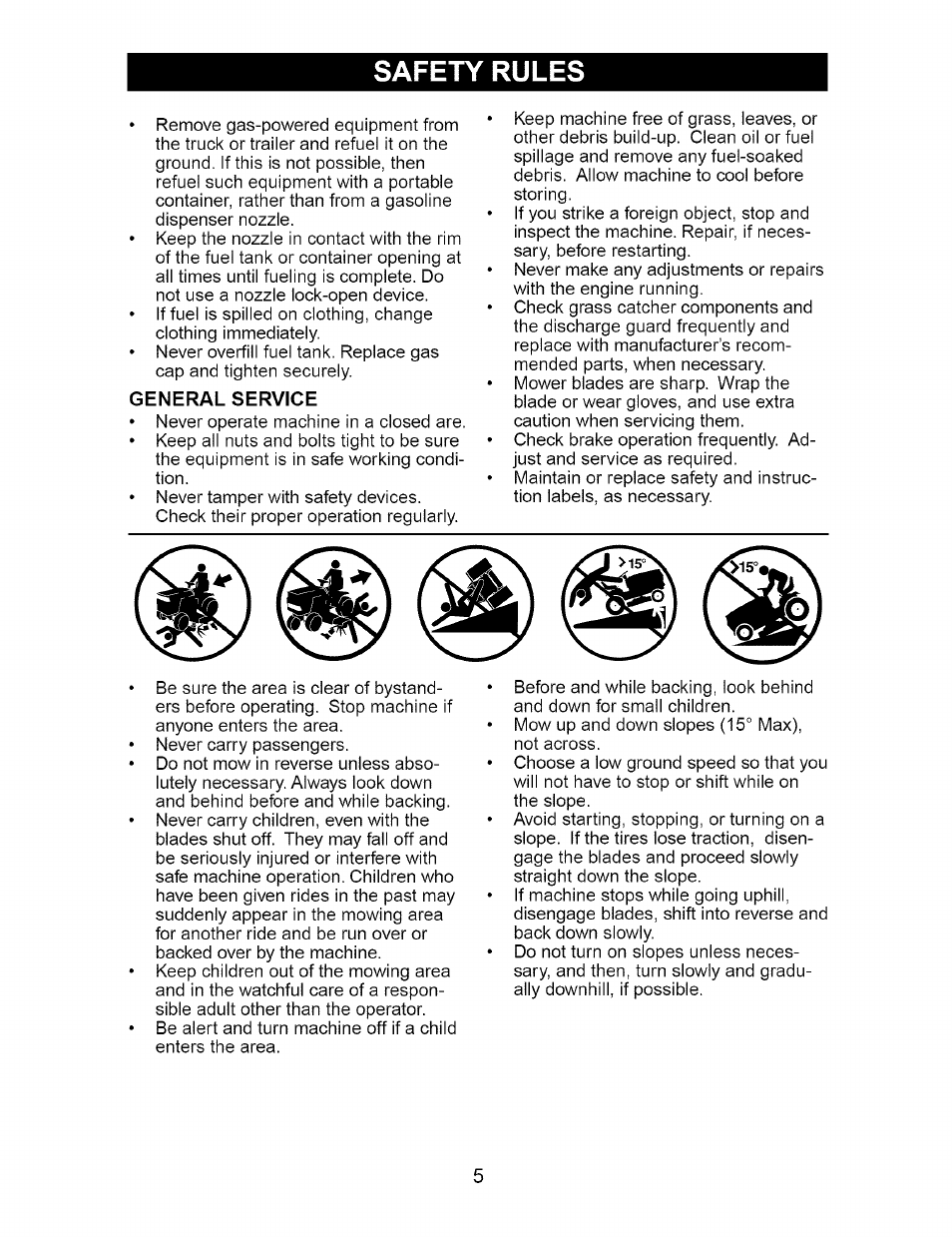General service, Safety rules | Craftsman 917.276210 User Manual | Page 5 / 56