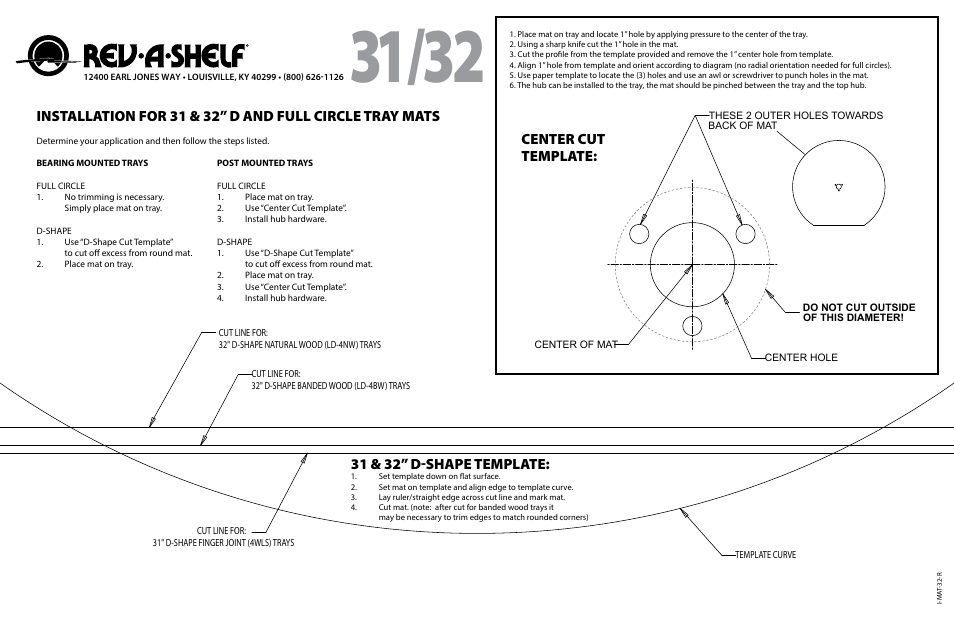 Rev-A-Shelf 4-WLS-MAT-XXX User Manual | 1 page