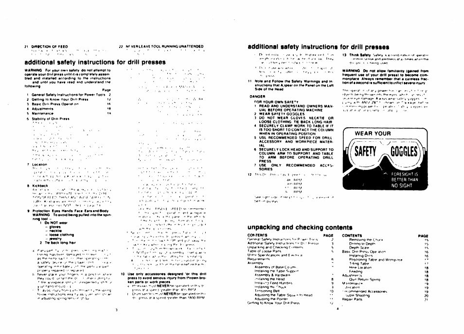 General safety instructions for power toots, Full one year v^arranty on craftsman drill press | Craftsman 113.213832 User Manual | Page 2 / 20