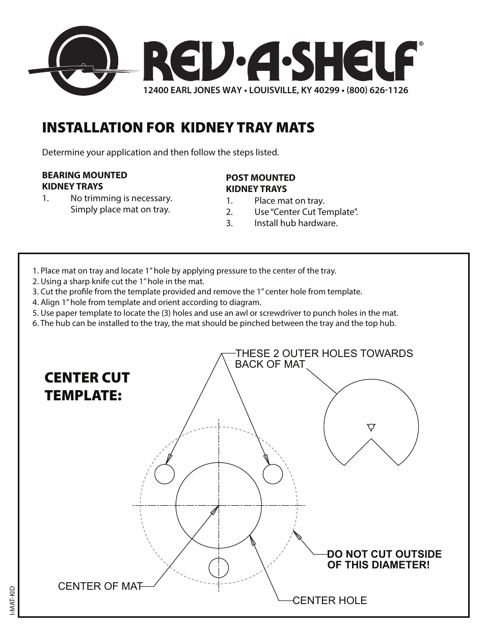 Rev-A-Shelf 4-NW-MAT-XXX User Manual | 1 page