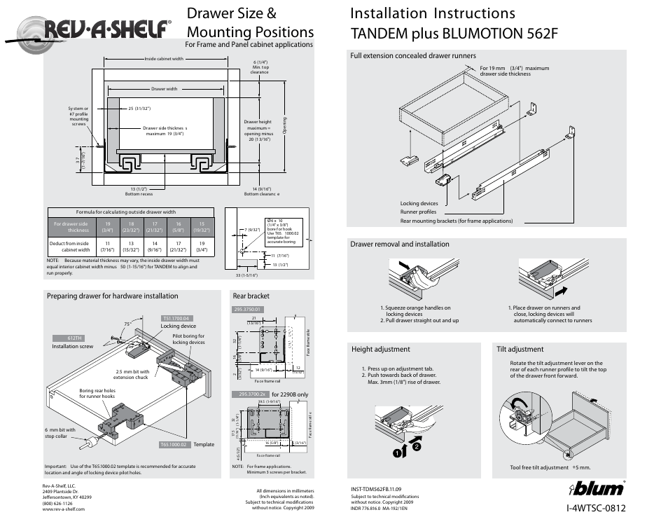 Rev-A-Shelf 4WTBD-Series User Manual | 1 page