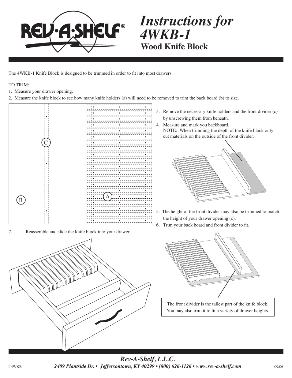 Rev-A-Shelf 4WKB-1 User Manual | 1 page