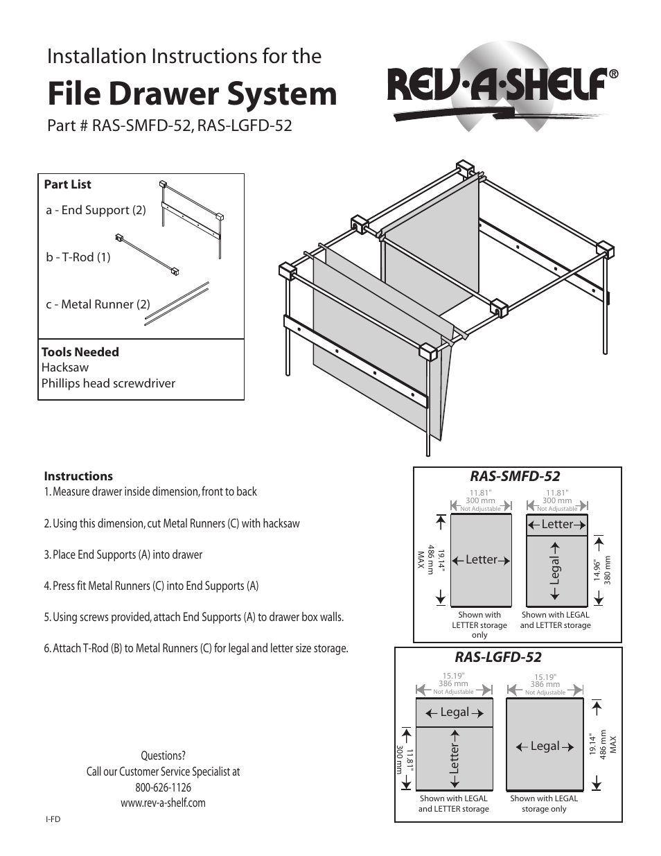 Rev-A-Shelf RAS-LGFD-52 User Manual | 1 page