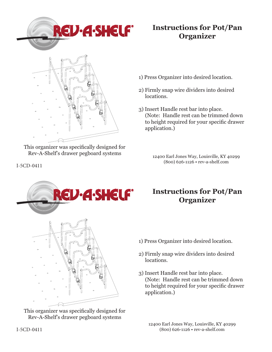 Rev-A-Shelf 5DCD-1-CR User Manual | 2 pages