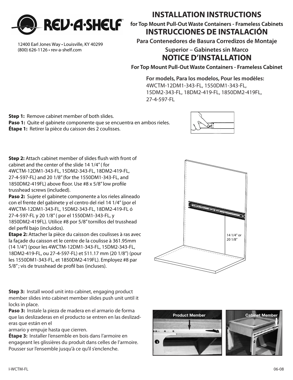 Rev-A-Shelf 4WCTM-27-4-597-FL User Manual | 2 pages