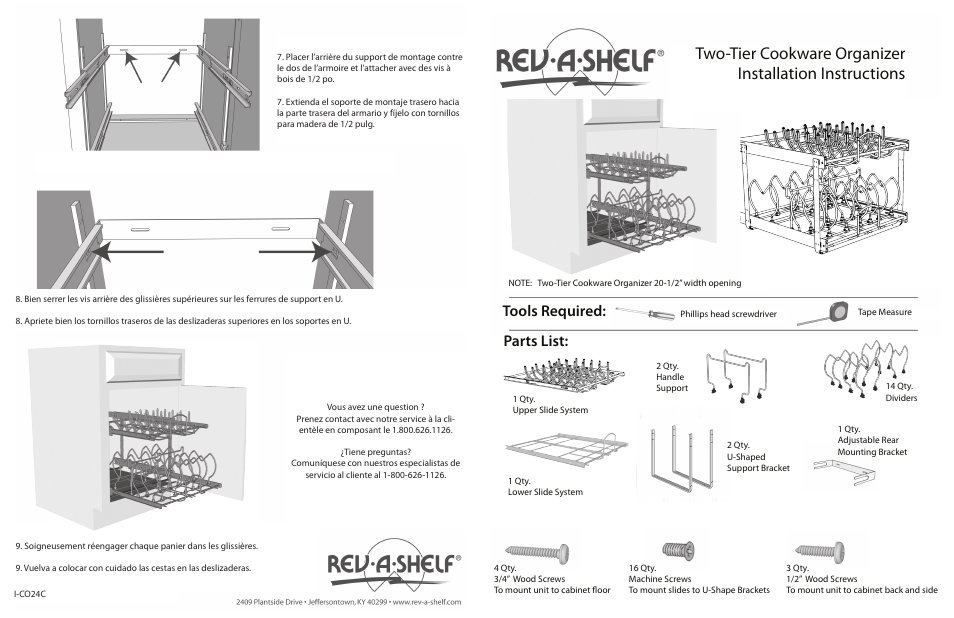 Rev-A-Shelf 5CW2-2122-CR User Manual | 4 pages