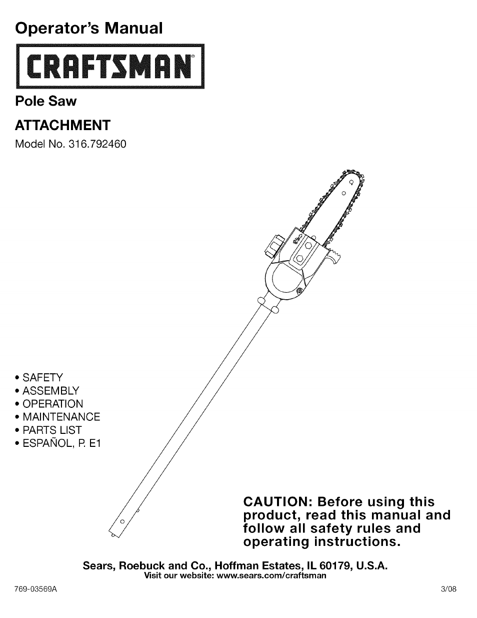 Craftsman 316.792460 User Manual | 20 pages