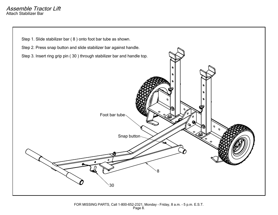 P8vb sears add stabilizer bar, Sheet1, Drawing view3 | Assemble tractor lift | Craftsman TRACTOR LIFT 610.246 User Manual | Page 8 / 13