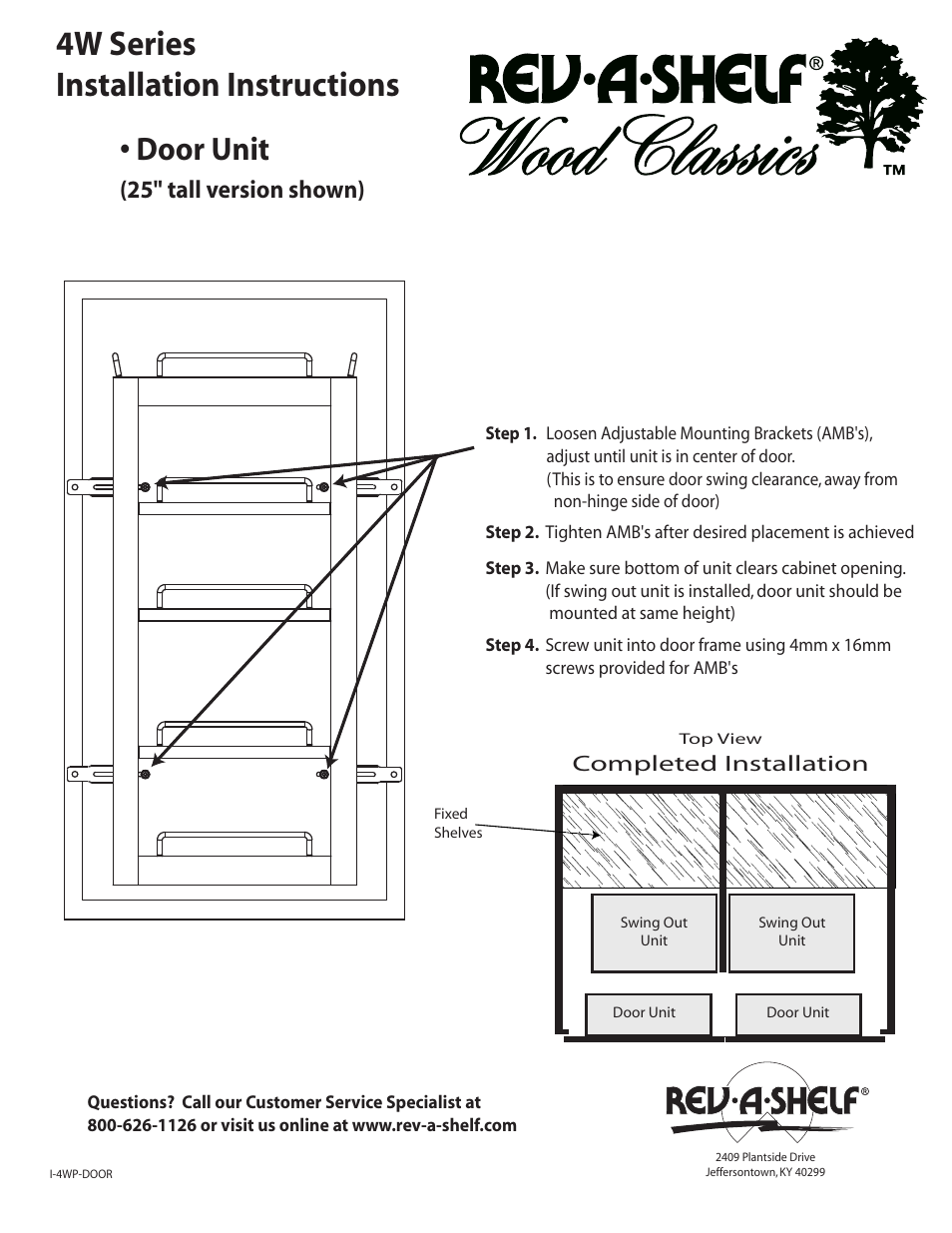 Rev-A-Shelf 4W Series User Manual | 1 page