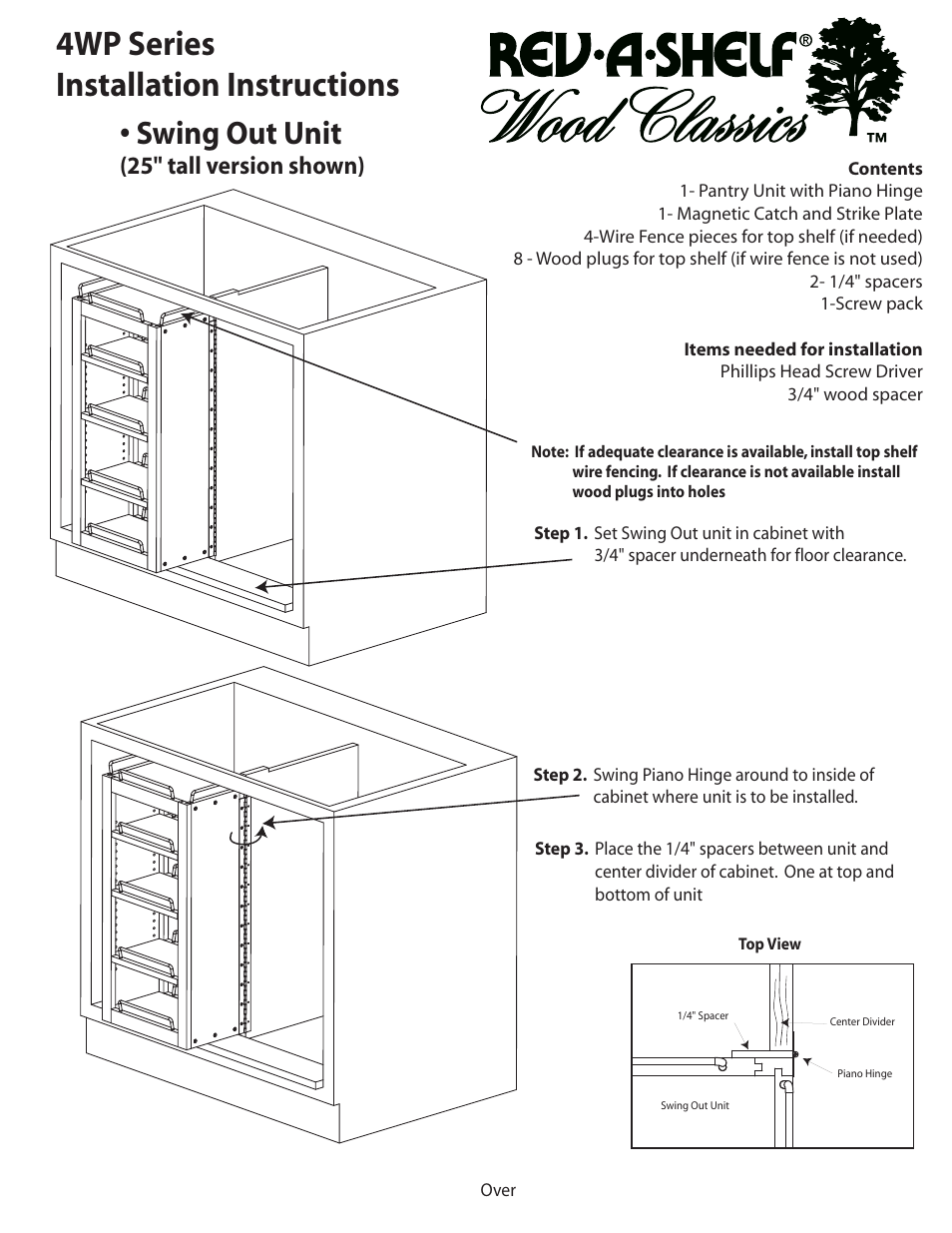 Rev-A-Shelf 4WP Series User Manual | 2 pages