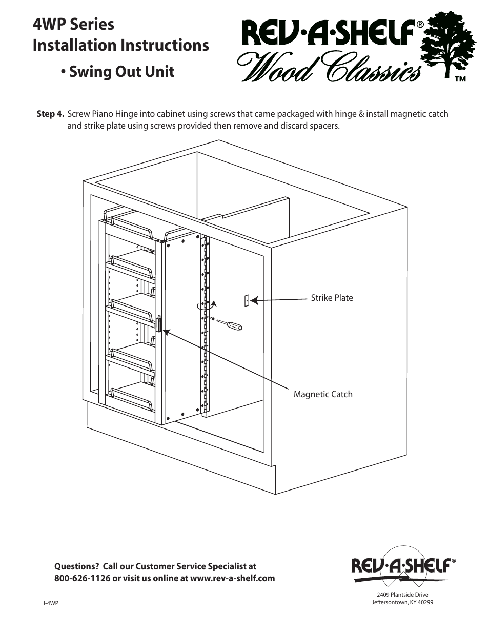 4wp series installation instructions, Swing out unit | Rev-A-Shelf 4WP Series User Manual | Page 2 / 2