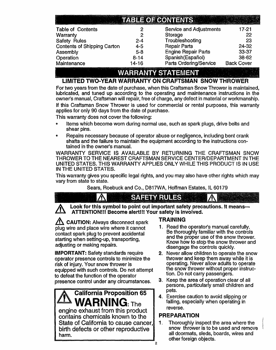 Craftsman 536.886141 User Manual | Page 2 / 63