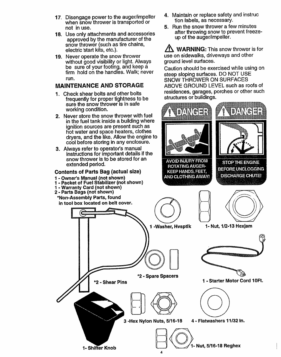 Maintenance and storage | Craftsman 536.886141 User Manual | Page 4 / 63