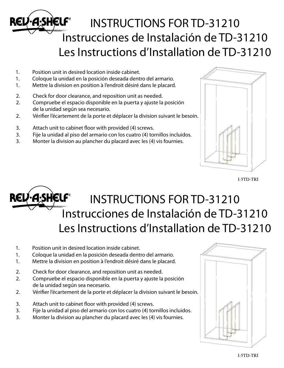 Rev-A-Shelf 596-10CR-52 User Manual | 1 page