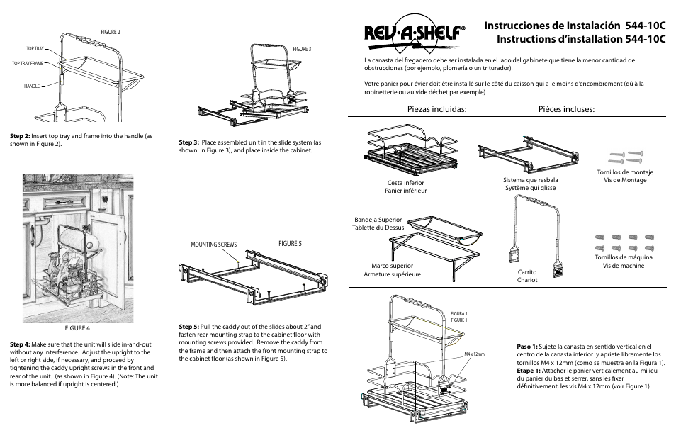 Piezas incluidas: pièces incluses | Rev-A-Shelf 544-10C-1 User Manual | Page 2 / 2