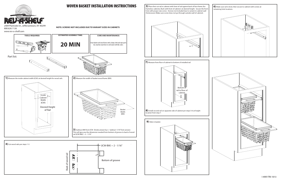 Rev-A-Shelf 4WV-Series User Manual | 2 pages