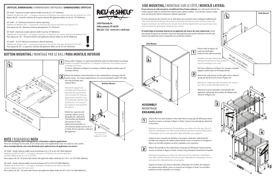 Assembly montage ensamblado | Rev-A-Shelf 5PD-36CRN User Manual | Page 2 / 2