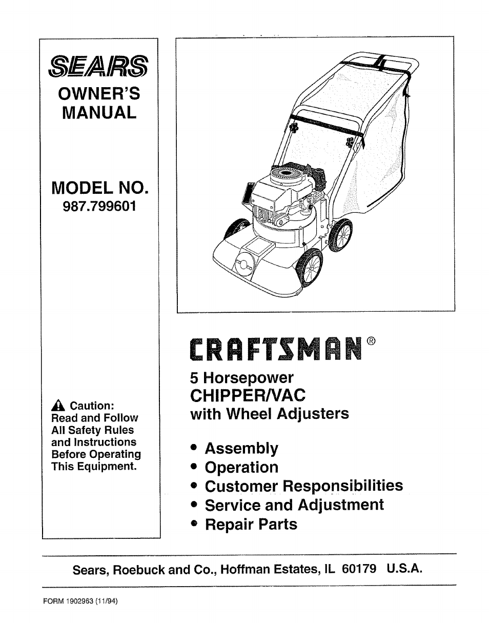 Craftsman 987.799601 User Manual | 44 pages
