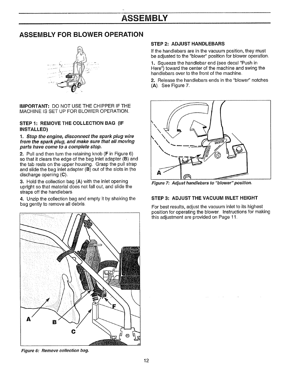 Asseivibly for blower operation, Assembly | Craftsman 987.799601 User Manual | Page 12 / 44