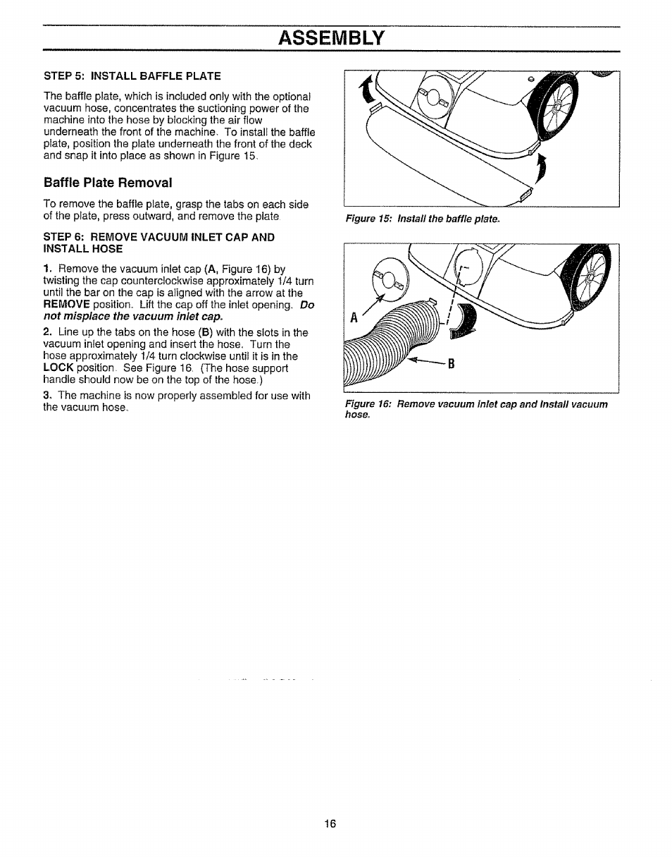 Assembly, Baffle plate removal | Craftsman 987.799601 User Manual | Page 16 / 44