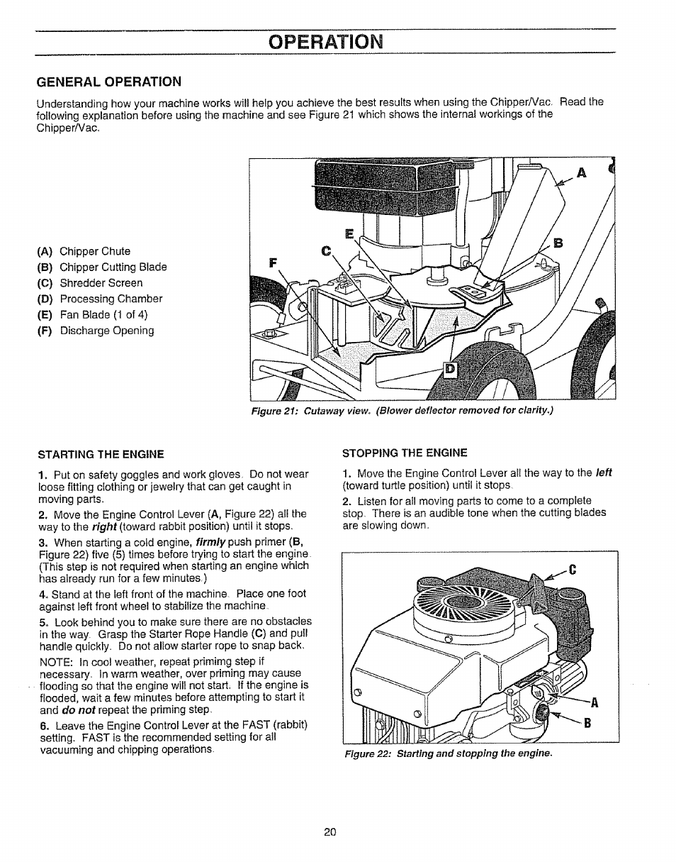 General operation, Operation | Craftsman 987.799601 User Manual | Page 20 / 44