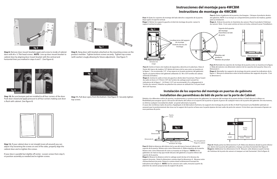 Alternative “easy install, Door mounting brackets tape, Door | Step 7, Step 8, Step 9, Step 6, Step 10, Step 11, Step 12 | Rev-A-Shelf 4WCBM User Manual | Page 2 / 2
