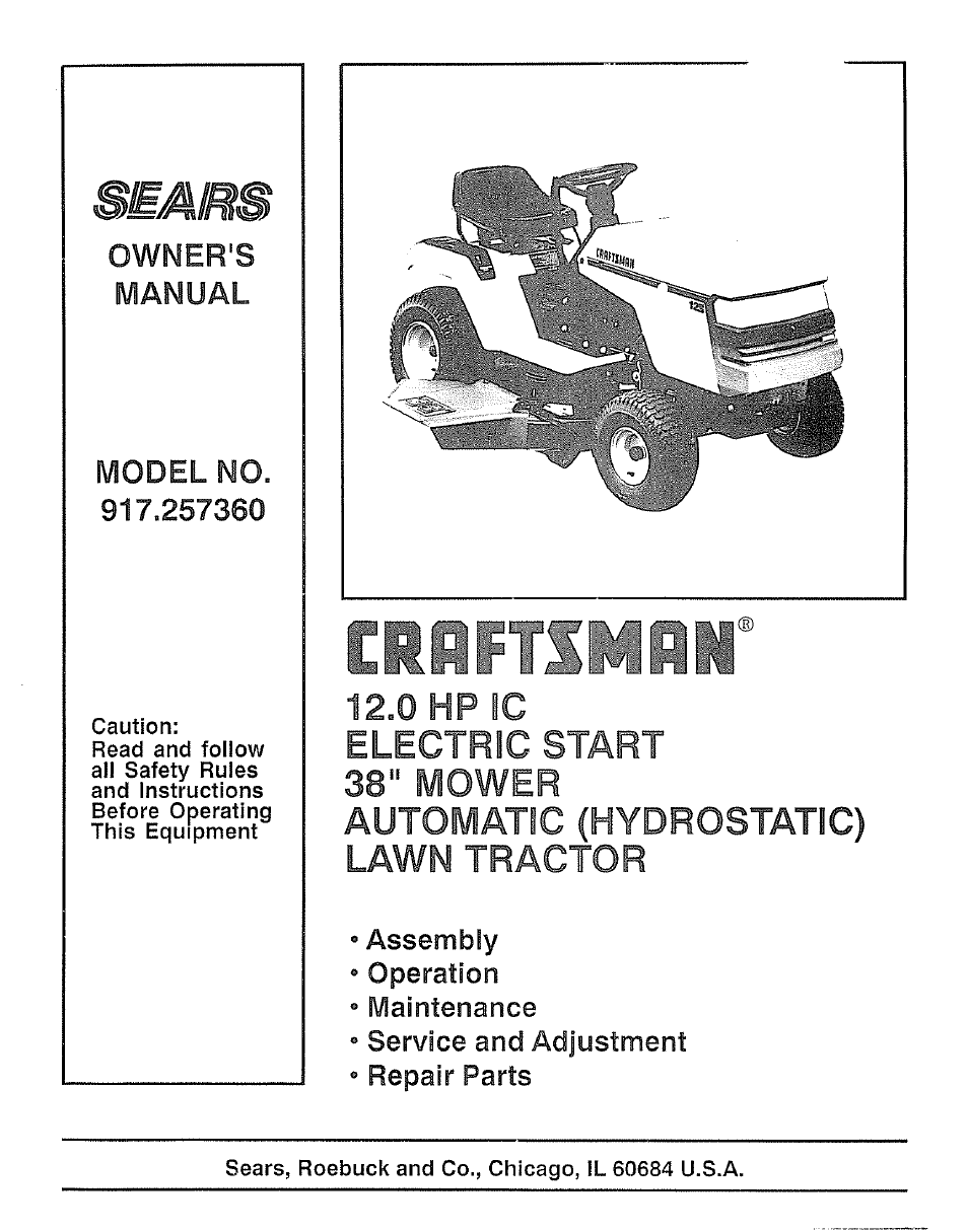 Craftsman 917.257360 User Manual | 52 pages