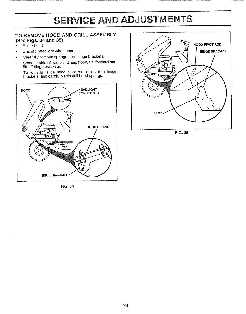 Service and adjustments | Craftsman 917.257360 User Manual | Page 24 / 52