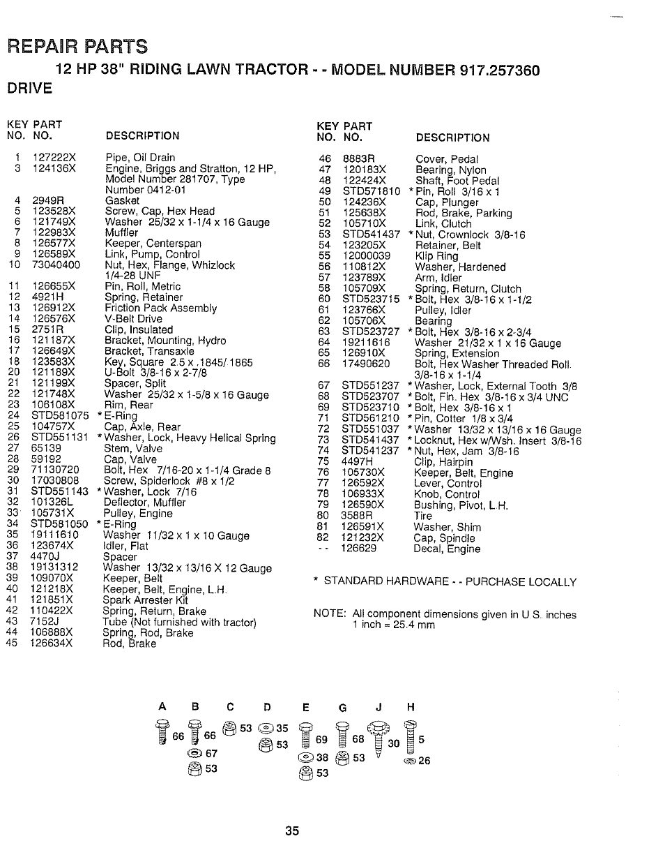 Drive, Parts, Repair | 66 i 66 | Craftsman 917.257360 User Manual | Page 35 / 52