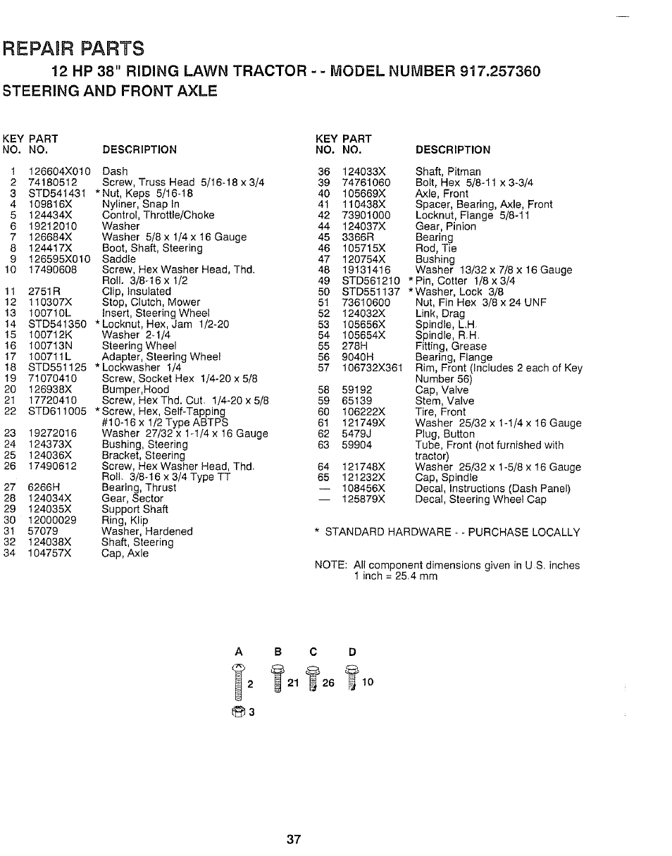 Repair parts | Craftsman 917.257360 User Manual | Page 37 / 52