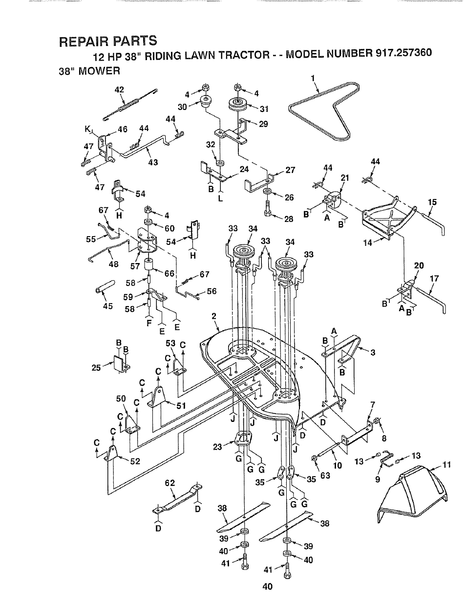 Repair parts | Craftsman 917.257360 User Manual | Page 40 / 52