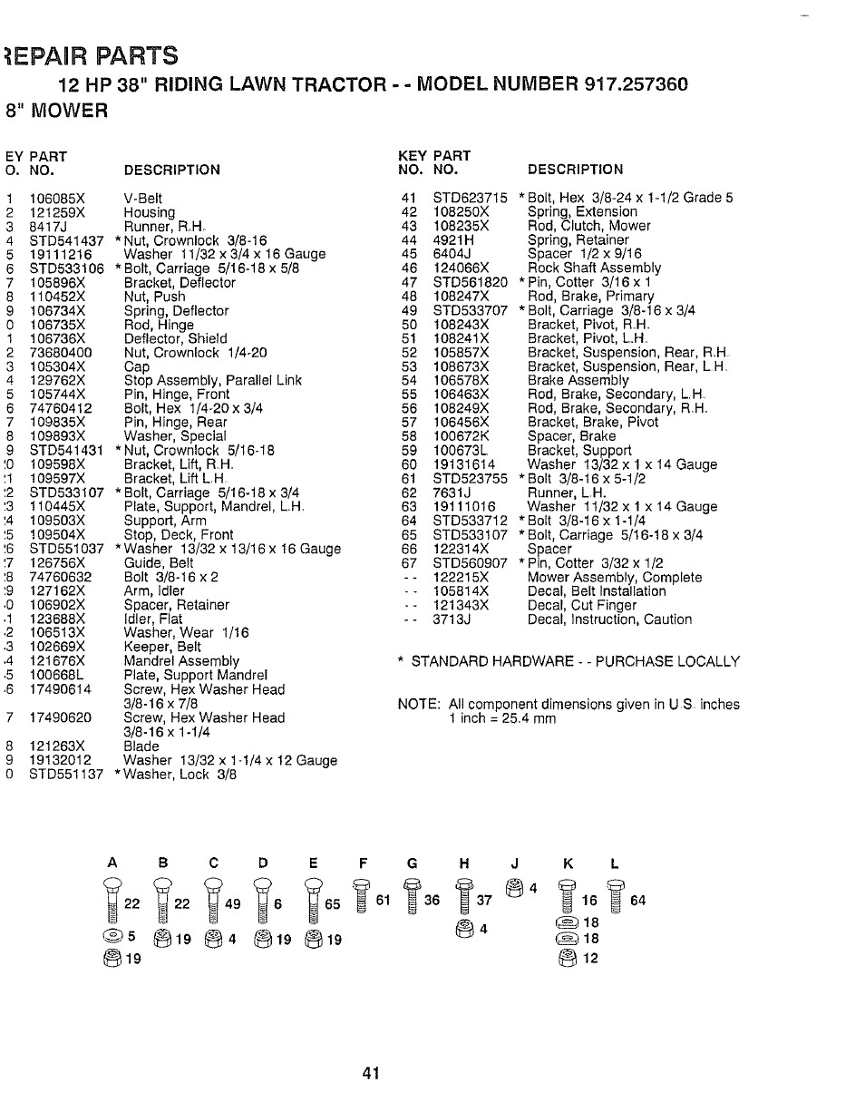 Repair parts | Craftsman 917.257360 User Manual | Page 41 / 52