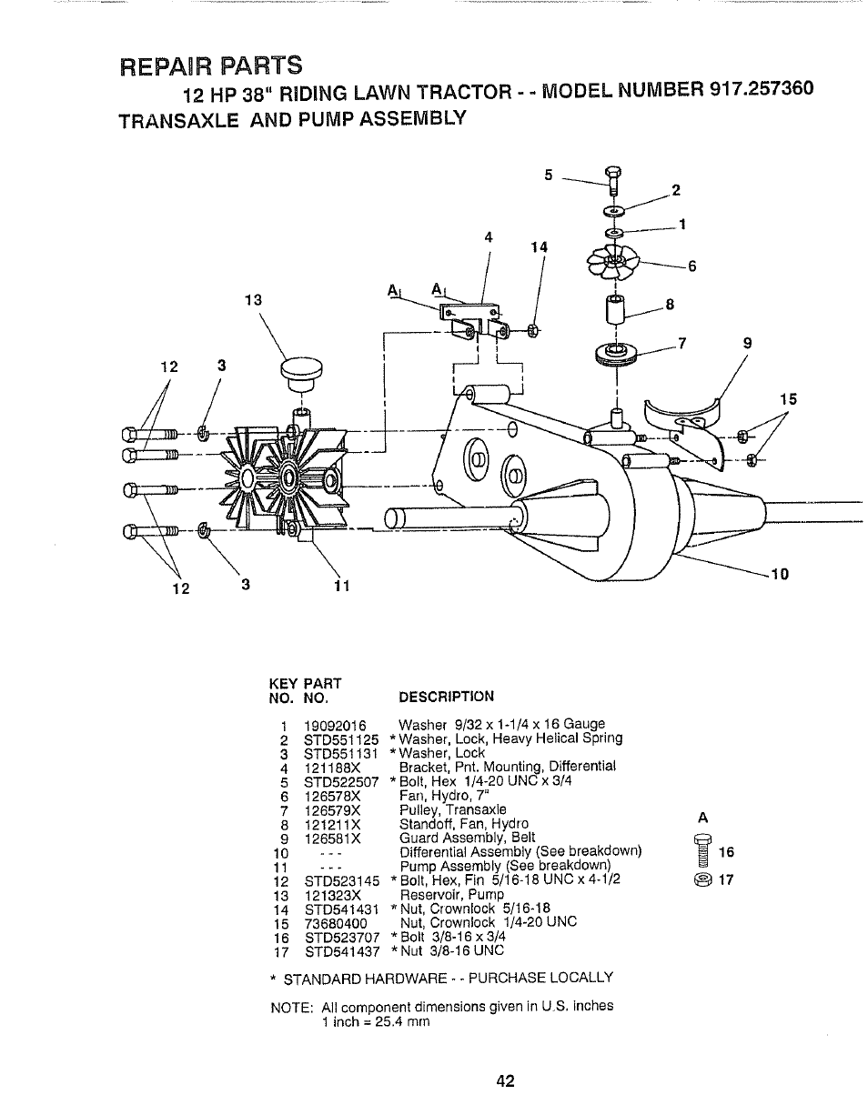 Repair parts | Craftsman 917.257360 User Manual | Page 42 / 52