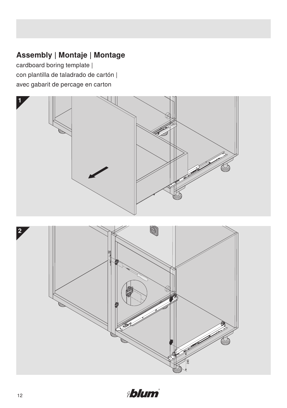 Assembly | montaje | montage | Rev-A-Shelf SERVO-DRIVE uno User Manual | Page 12 / 16