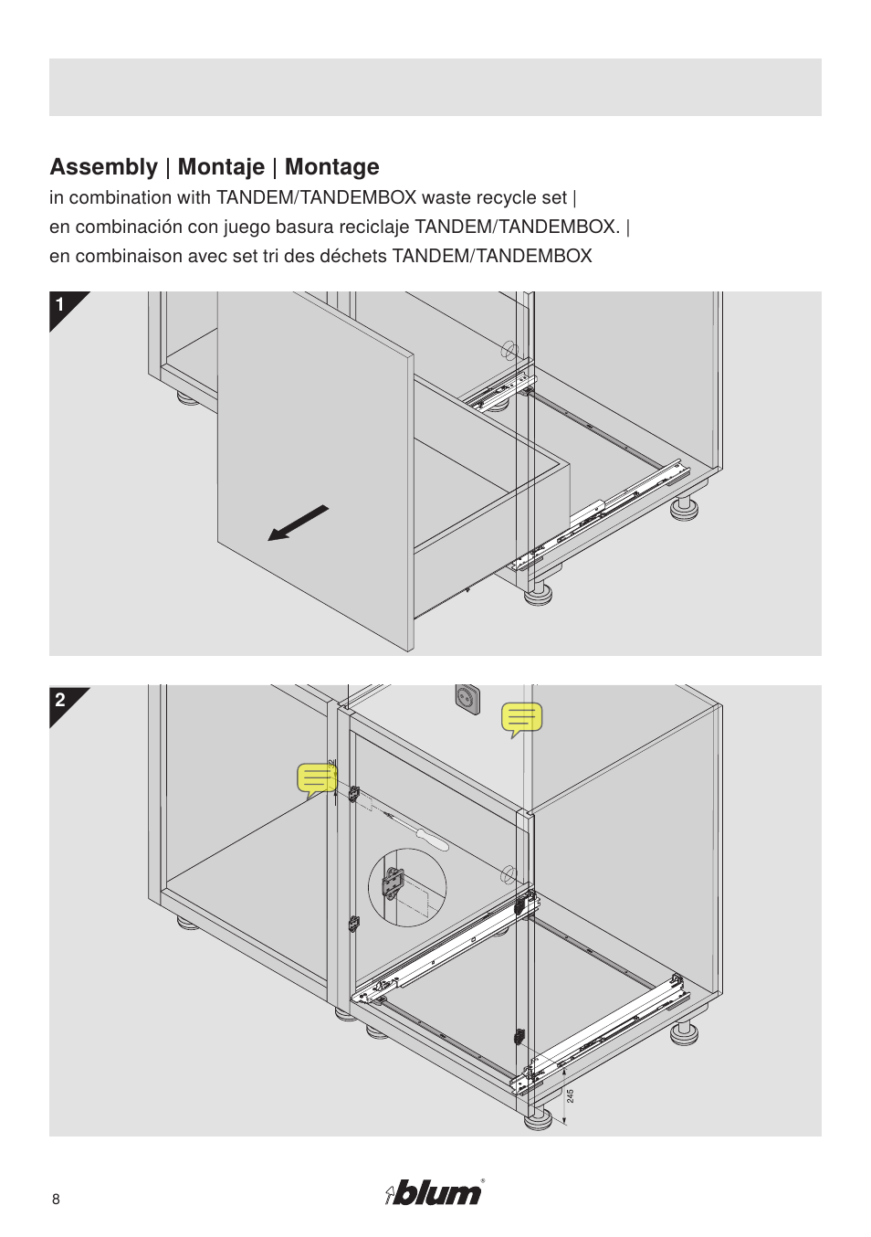 Assembly | montaje | montage | Rev-A-Shelf SERVO-DRIVE uno User Manual | Page 8 / 16