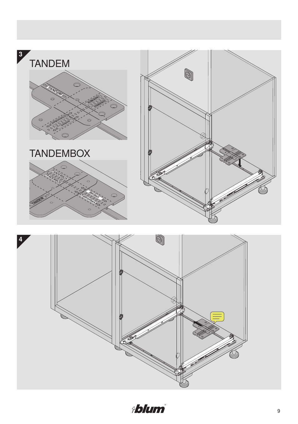 Tandem tandembox, Steelbac k chipboar dbac k | Rev-A-Shelf SERVO-DRIVE uno User Manual | Page 9 / 16