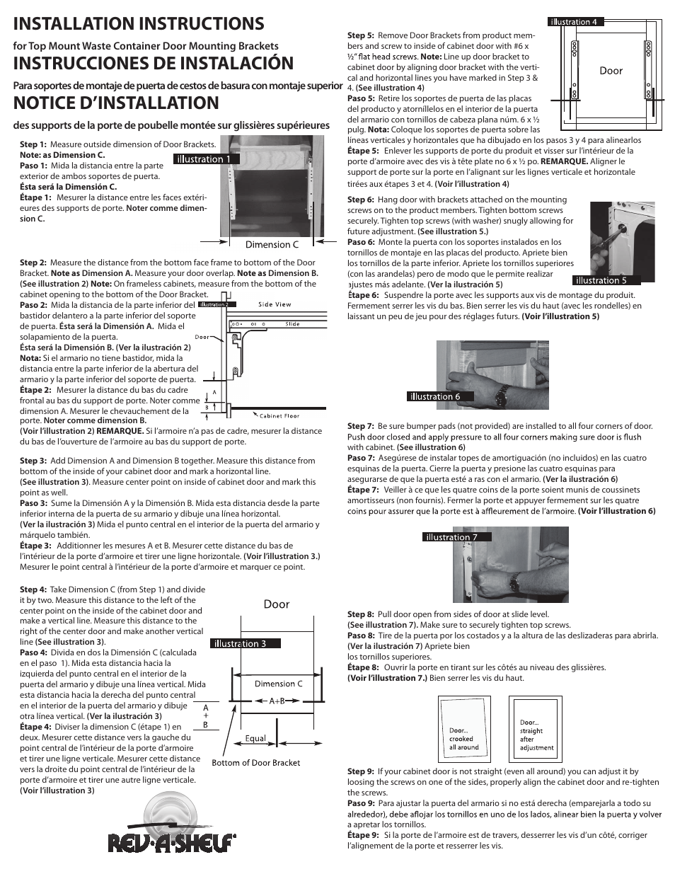 Installation instructions, Instrucciones de instalación, Notice d’installation | Rev-A-Shelf 4WCTM-Series User Manual | Page 2 / 2