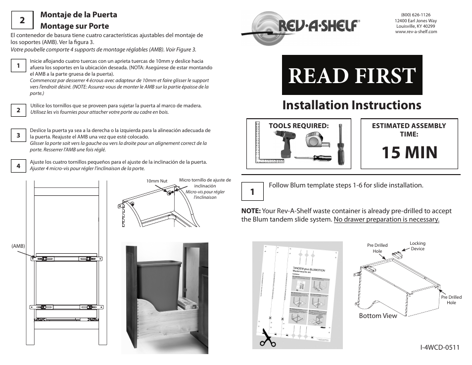 Rev-A-Shelf 4WCSC-2150DM-2 User Manual | 2 pages