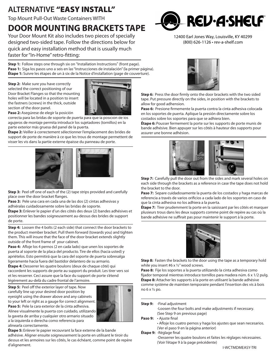 Rev-A-Shelf DOOR MOUNTING BRACKETS TAPE User Manual | 1 page