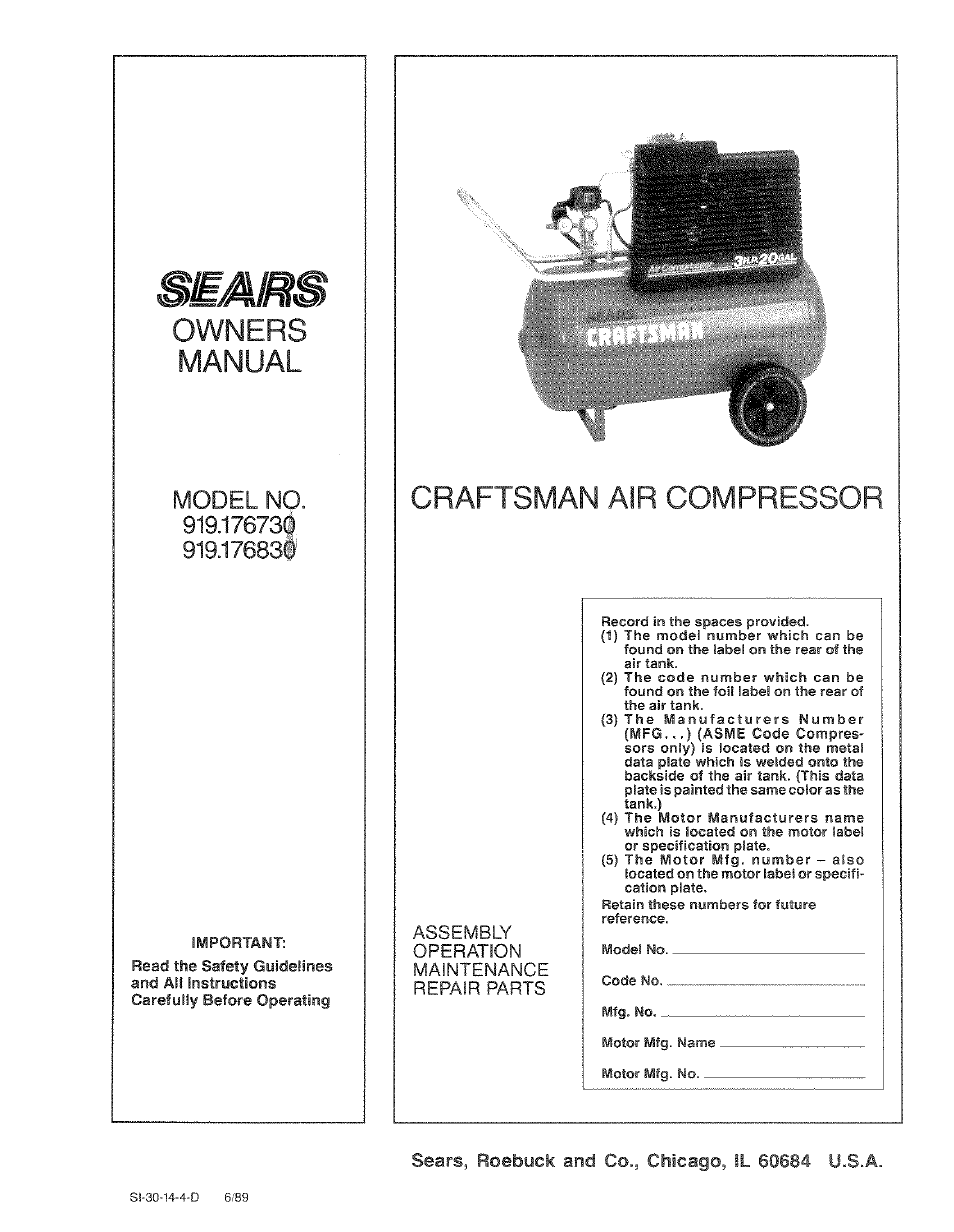 Craftsman 919.17673 User Manual | 18 pages