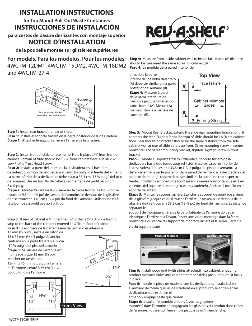 Rev-A-Shelf 4WCTM-1550DM-1 User Manual | 2 pages