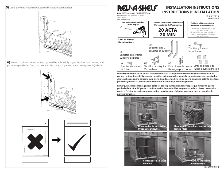 30 min, 20 acta 20 min | Rev-A-Shelf RV DM KIT User Manual | Page 4 / 4