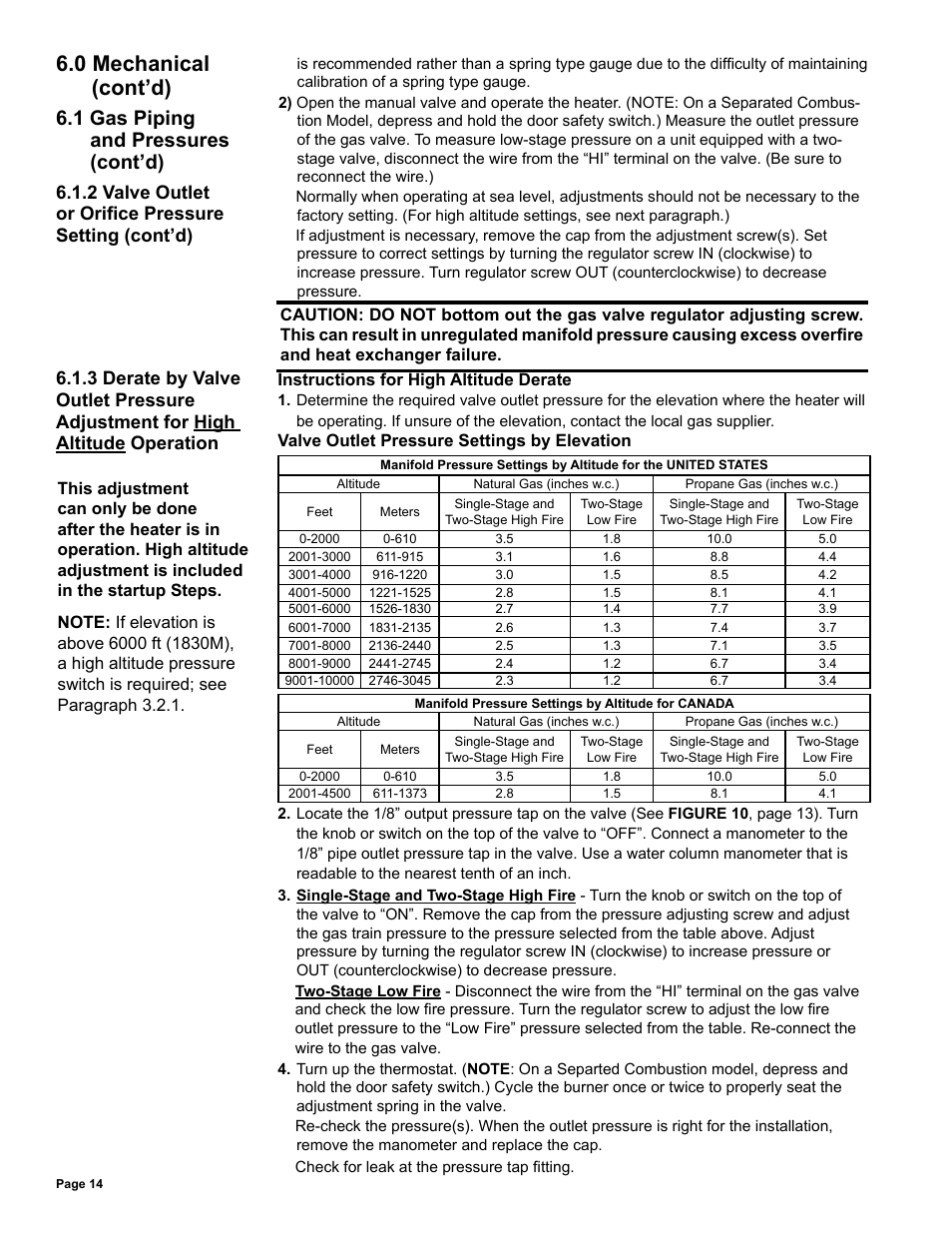 0 mechanical (cont’d), 1 gas piping and pressures (cont’d) | Reznor UDAS Unit Installation Manual User Manual | Page 14 / 40