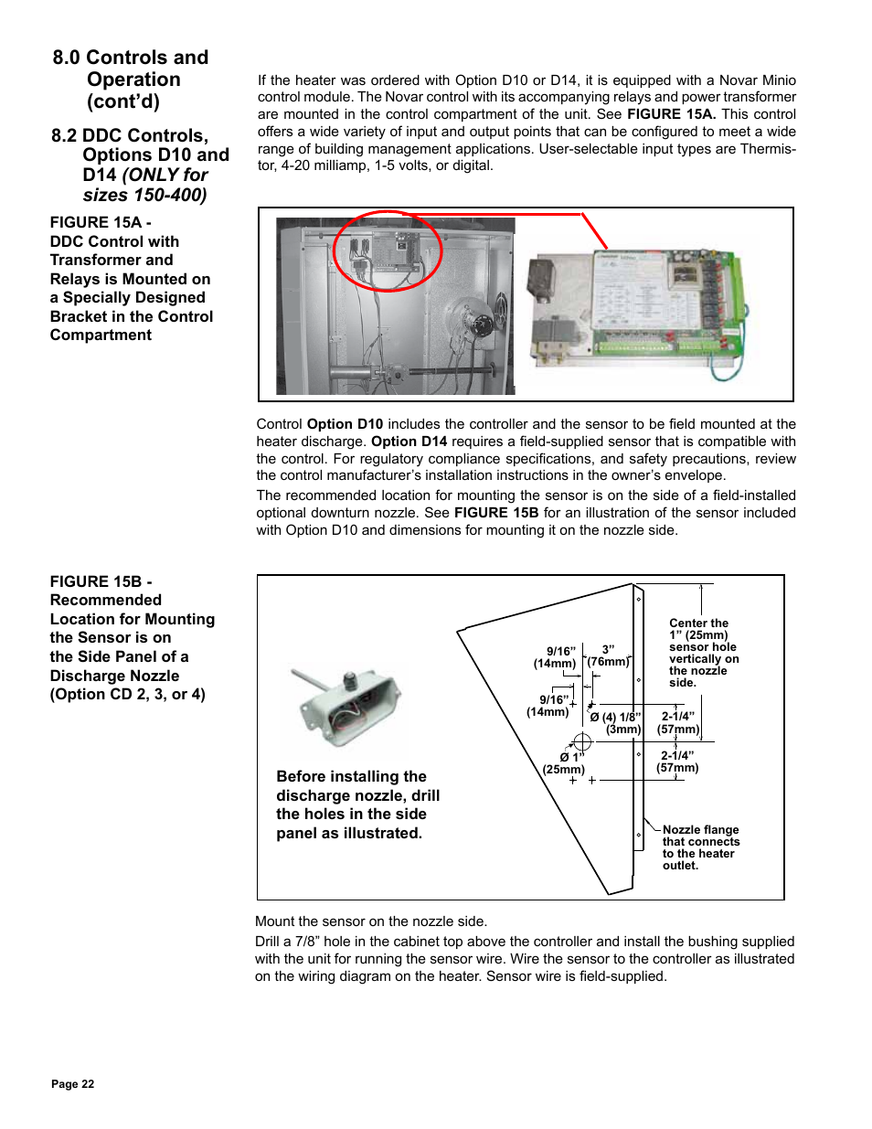 2 ddc controls, options d10 and d14, 0 controls and operation (cont’d) | Reznor UDAS Unit Installation Manual User Manual | Page 22 / 40