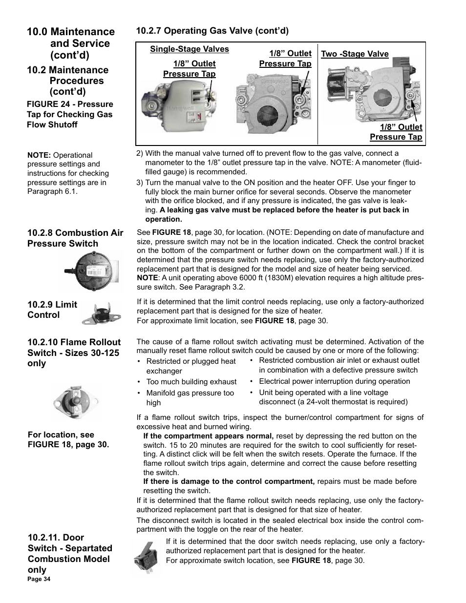 0 maintenance and service (cont’d), 2 maintenance procedures (cont’d) | Reznor UDAS Unit Installation Manual User Manual | Page 34 / 40