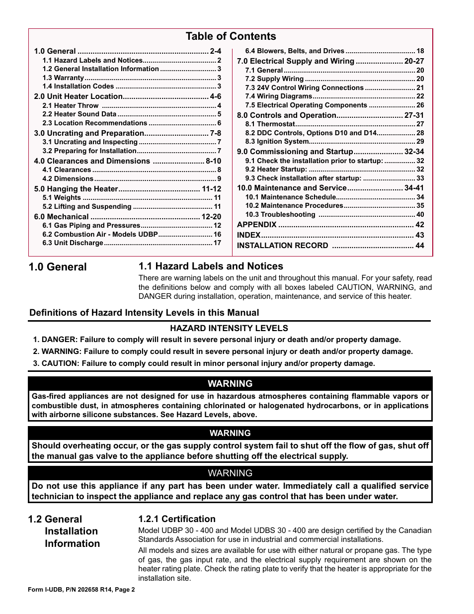 Reznor UDBS Unit Installation Manual User Manual | Page 2 / 44