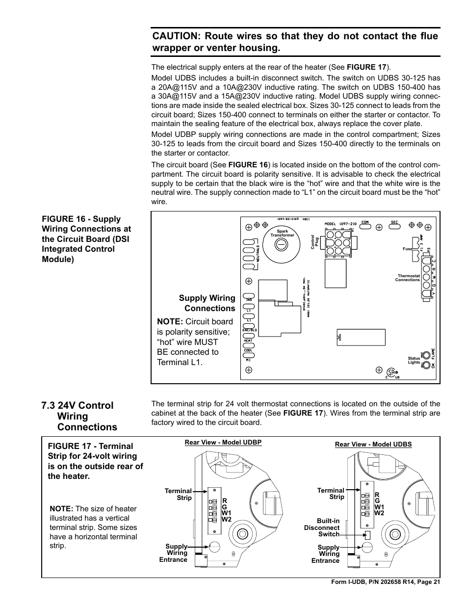 3 24v control wiring connections | Reznor UDBS Unit Installation Manual User Manual | Page 21 / 44