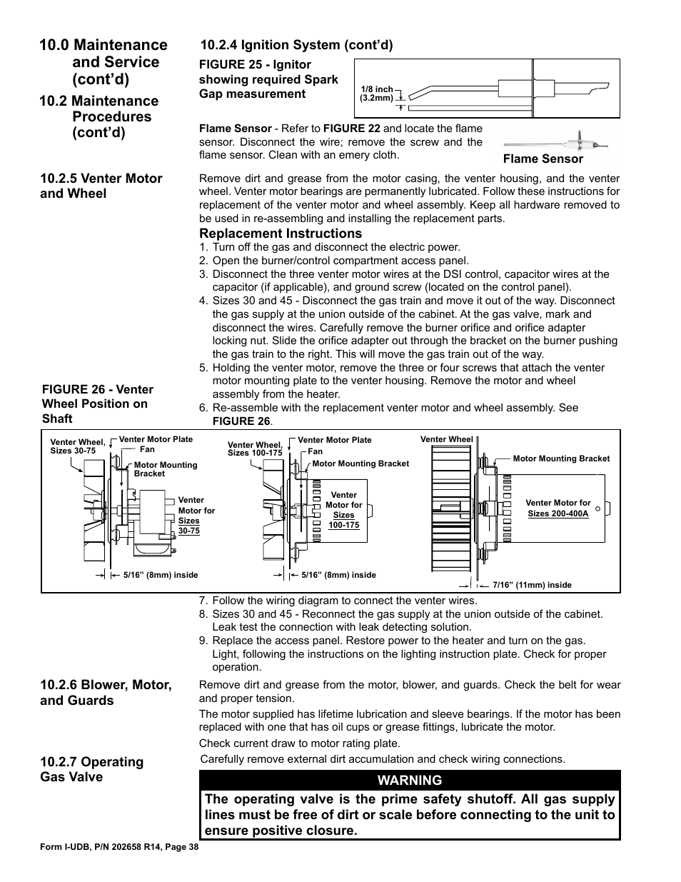 0 maintenance and service (cont’d), 2 maintenance procedures (cont’d) | Reznor UDBS Unit Installation Manual User Manual | Page 38 / 44