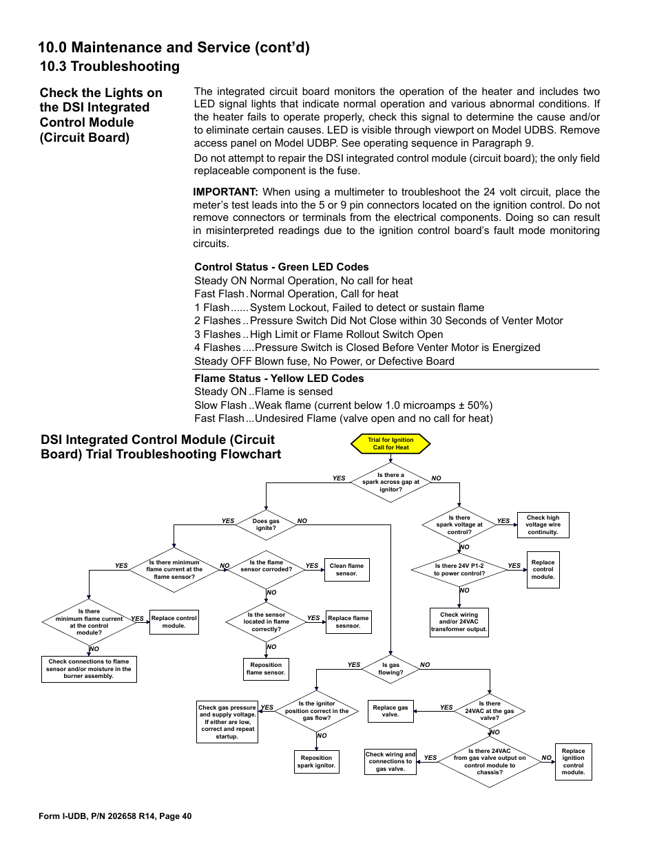 3 troubleshooting, 0 maintenance and service (cont’d) | Reznor UDBS Unit Installation Manual User Manual | Page 40 / 44