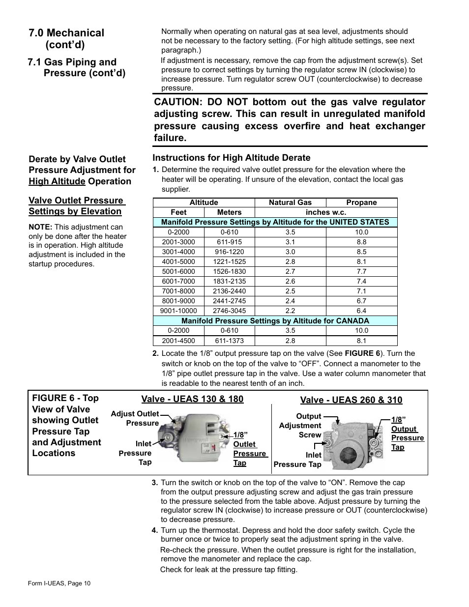 0 mechanical (cont’d), 1 gas piping and pressure (cont’d) | Reznor UEAS Unit Installation Manual User Manual | Page 10 / 44